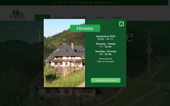 Screenshot ta' hoefener-huette.de
