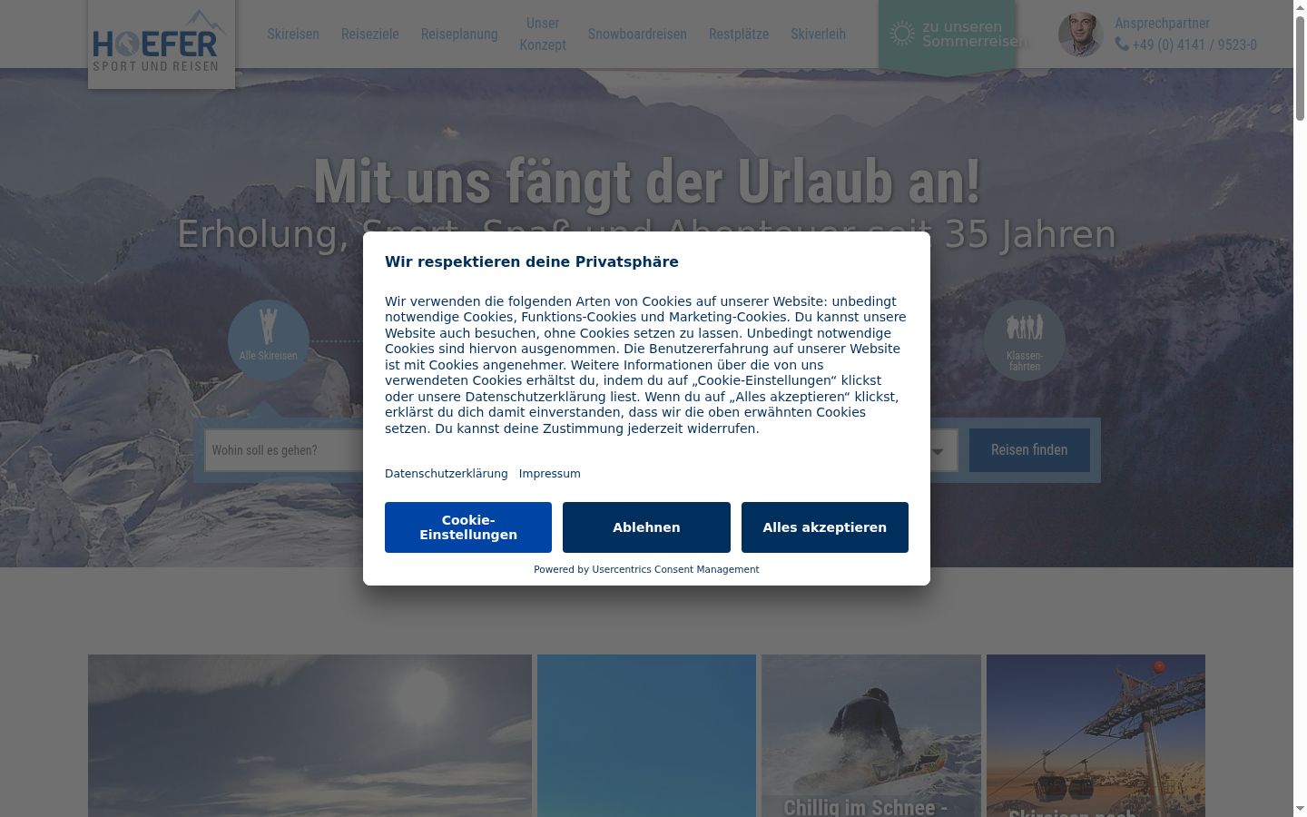 Screenshot of the consent banner shown before any interaction