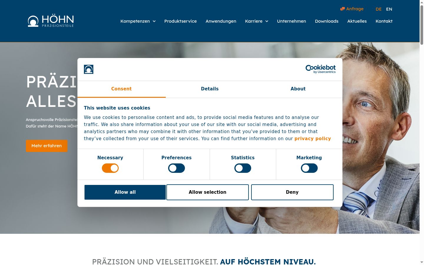 Zrzut ekranu banera zgody wyświetlanego przed jakąkolwiek interakcją