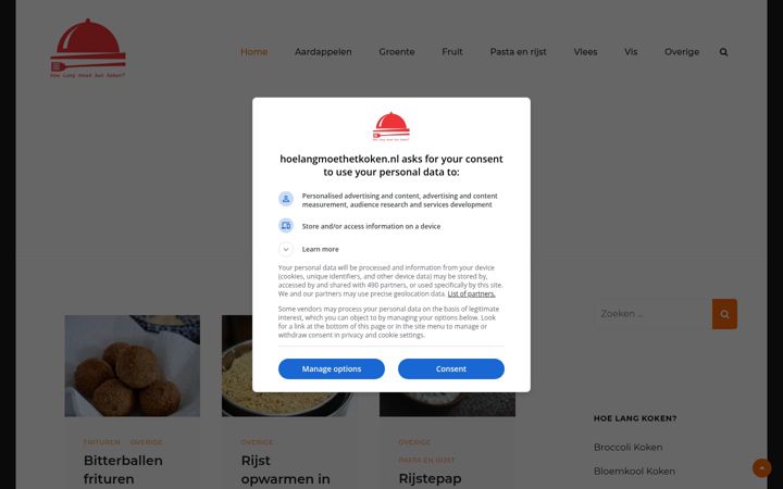 Screenshot of hoelangmoethetkoken.nl
