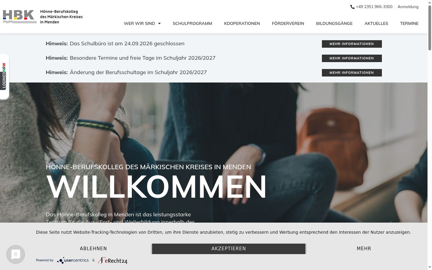 Screenshot of the consent banner shown before any interaction
