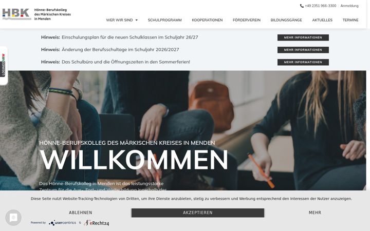 Screenshot of hoenne-berufskolleg.de