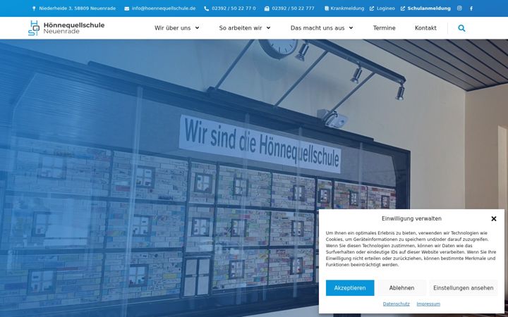 Screenshot of hoennequellschule.de