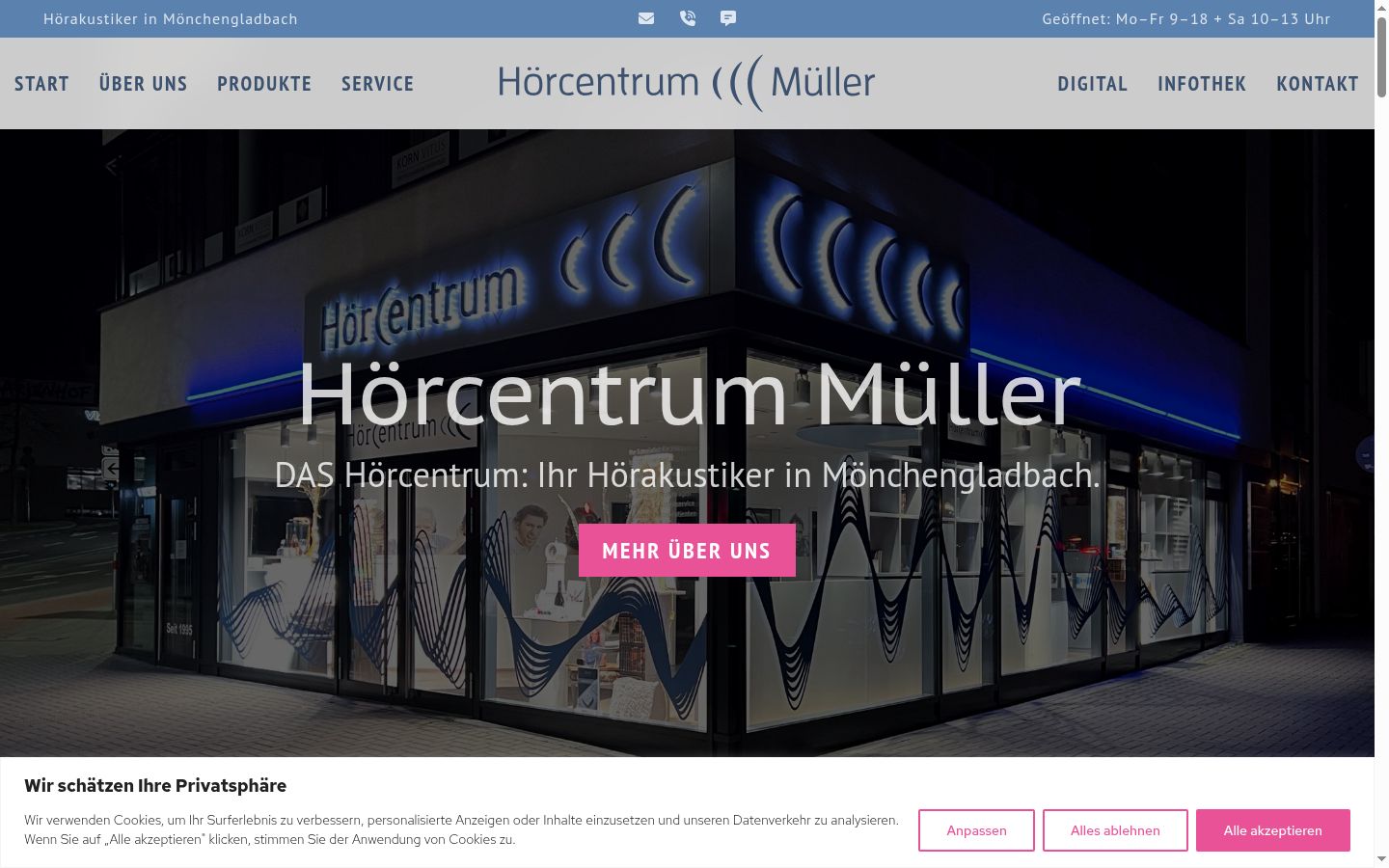 Screenshot des Einwilligungsbanners vor jeglicher Interaktion