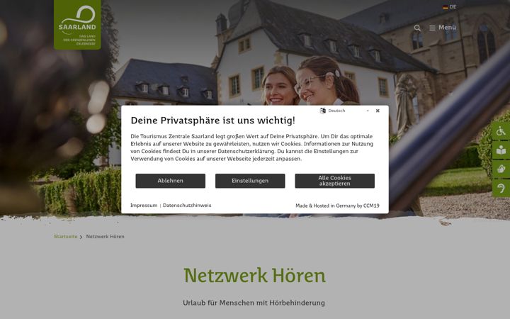 Screenshot of hoeren.saarland