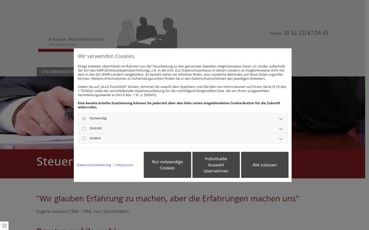 Screenshot of hoerentrup.de