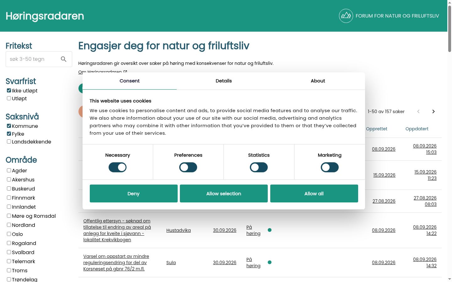 Sutikimo reklamjuostės, rodytos prieš bet kokią sąveiką, ekrano kopija