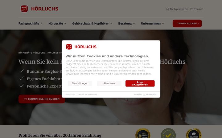 Screenshot of hoerluchs-hoergeraete.de