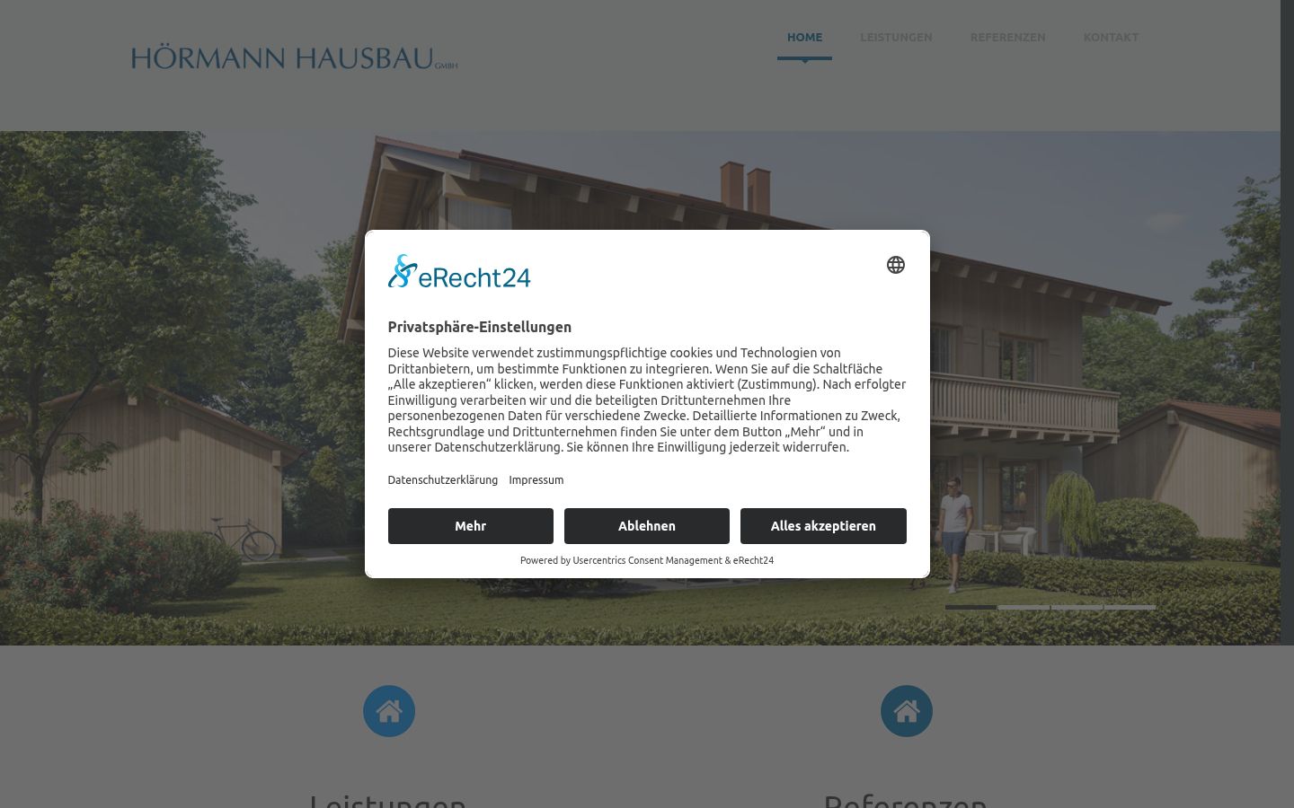 Screenshot des Einwilligungsbanners vor jeglicher Interaktion
