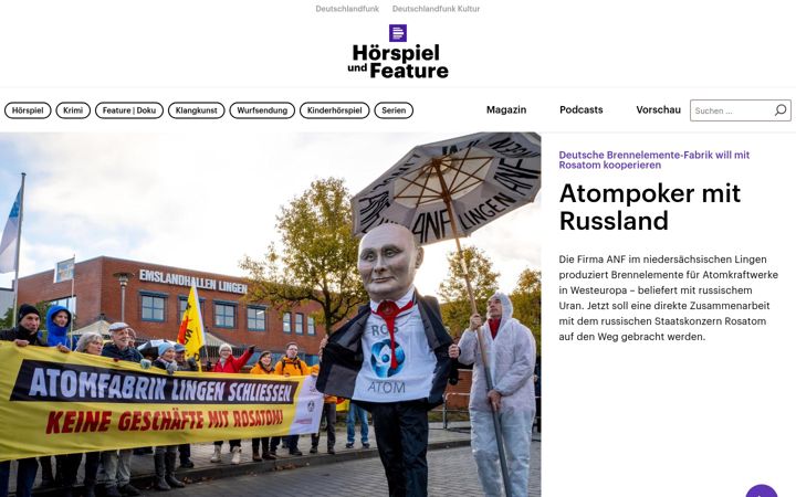 Kuvakaappaus sivustosta hoerspielundfeature.de