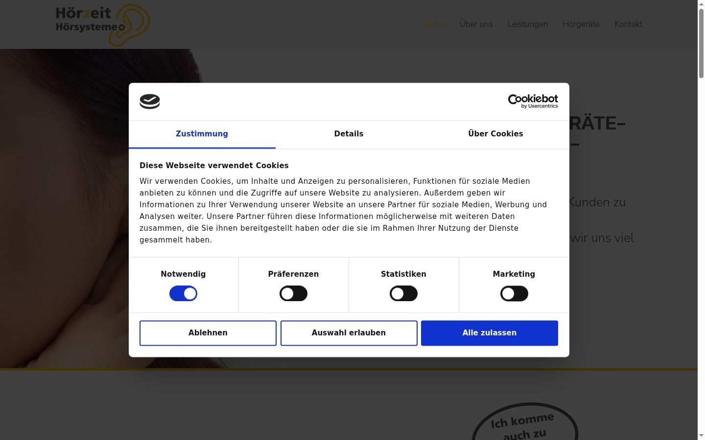 Screenshot of the consent banner shown before any interaction