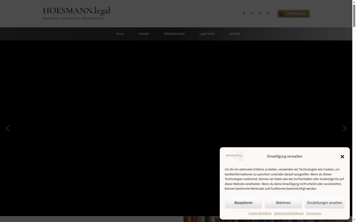 Snimka zaslona bannera za privolu prikazanog prije bilo kakve interakcije