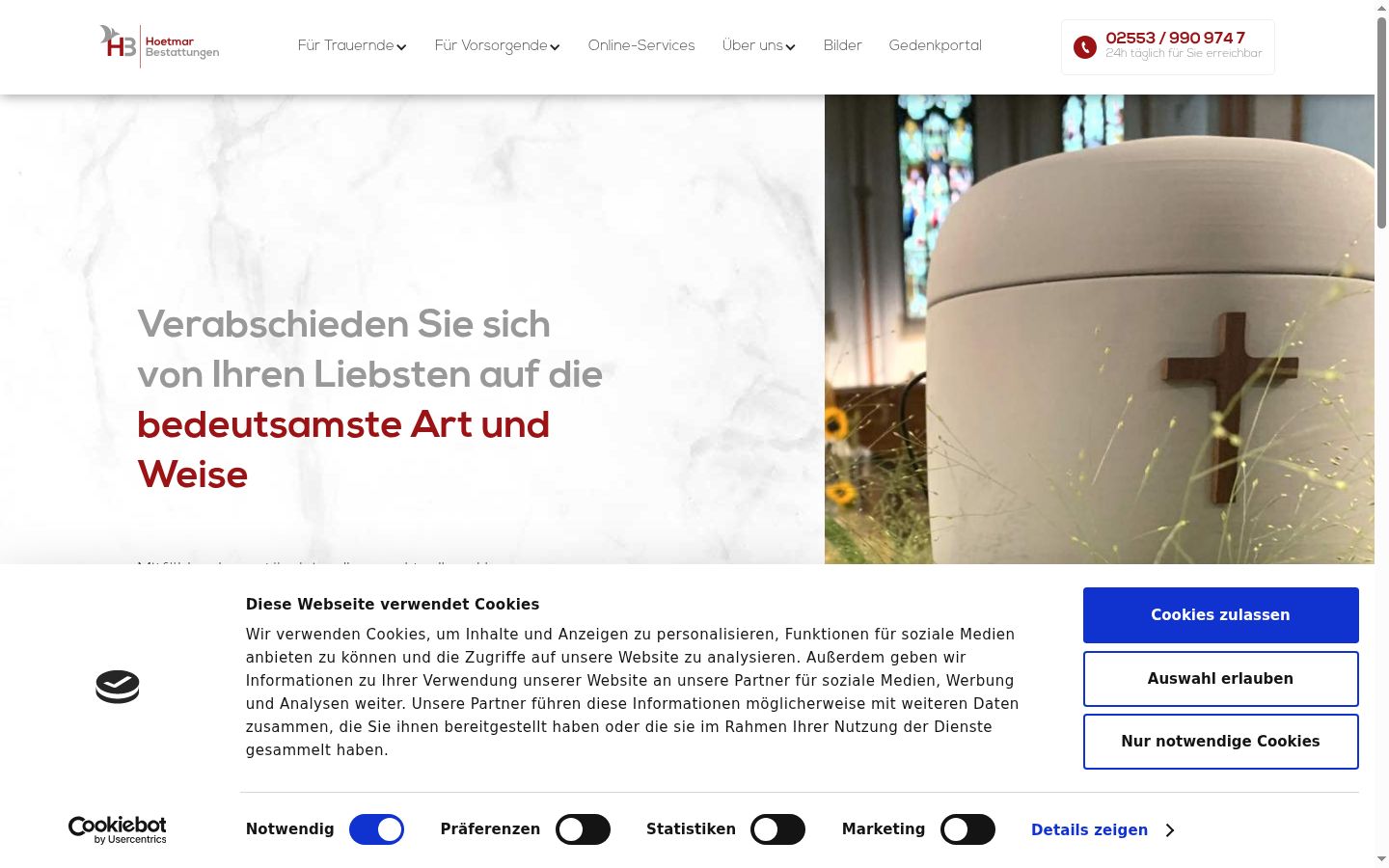 Screenshot des Einwilligungsbanners vor jeglicher Interaktion