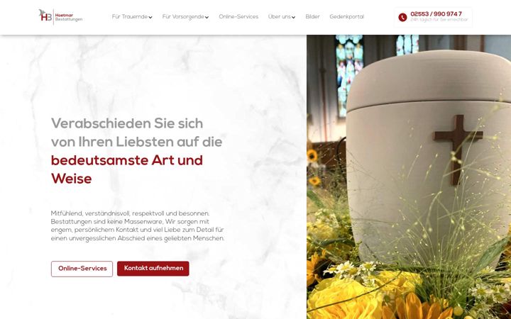 Screenshot of hoetmar-bestattungen.de