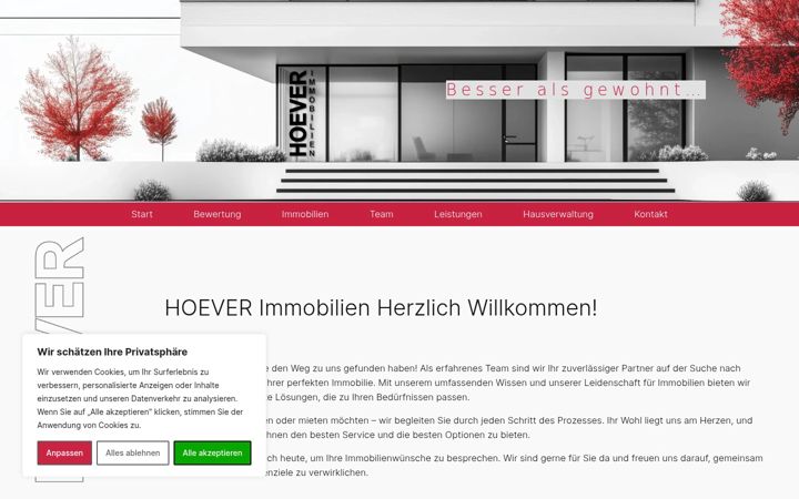 Screenshot of hoever-immobilien.de