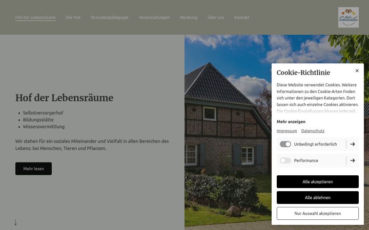 Screenshot of hof-der-lebensraeume.de
