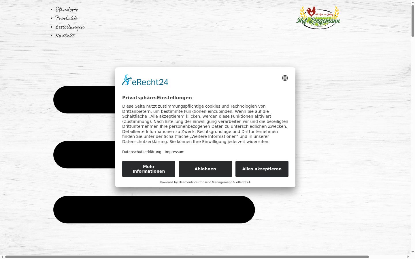 Screenshot des Einwilligungsbanners vor jeglicher Interaktion