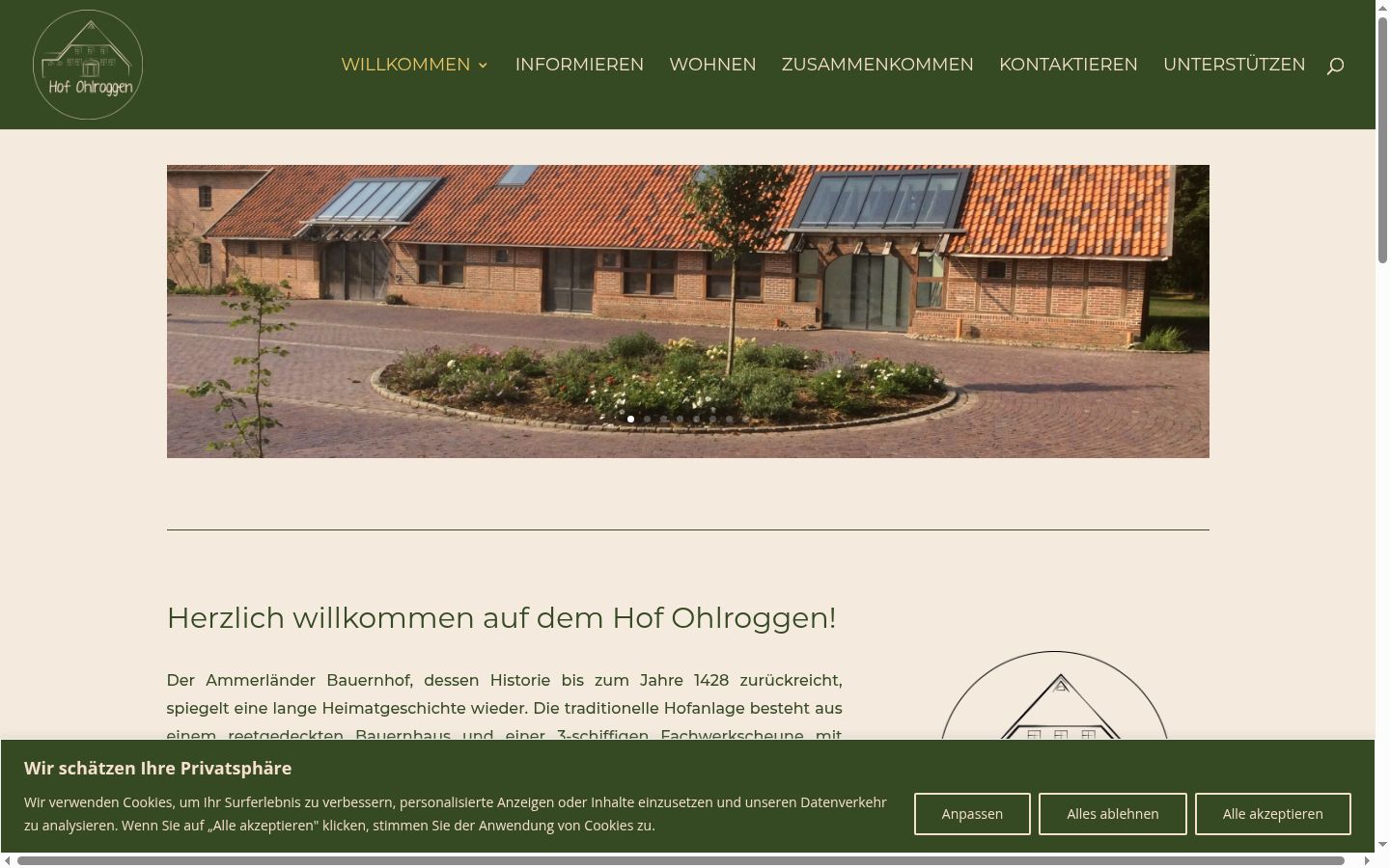 Screenshot des Einwilligungsbanners vor jeglicher Interaktion