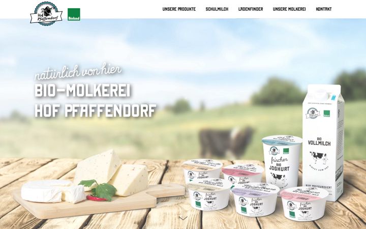 Snimka zaslona za hof-pfaffendorf-molkerei.de