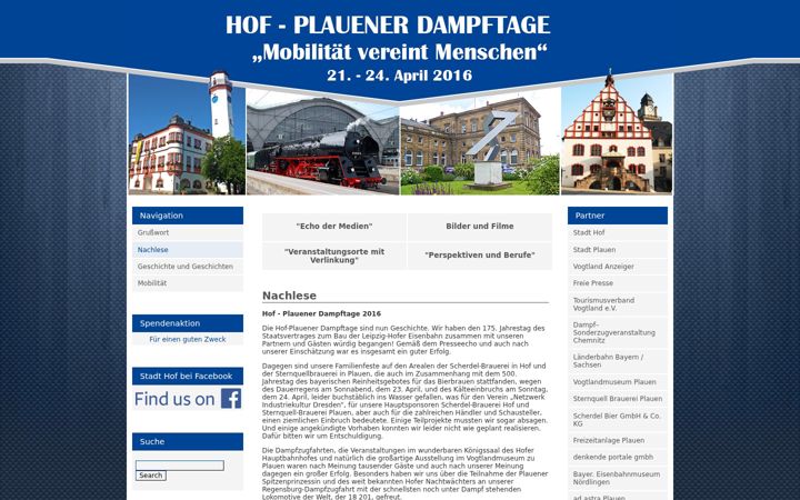 Screenshot of hof-plauener-dampftage.de
