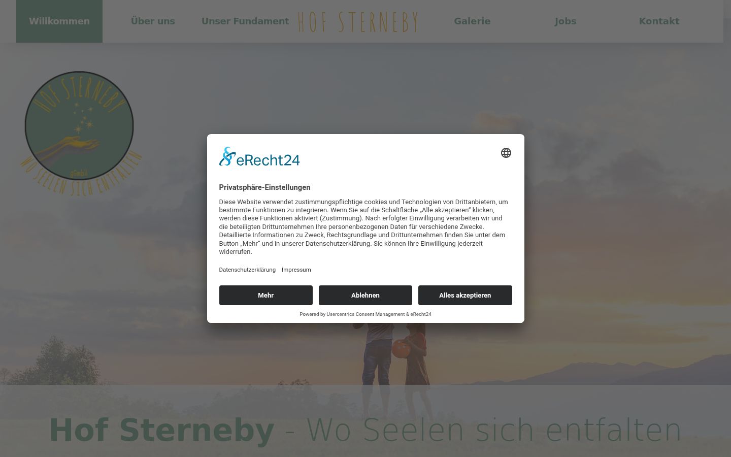 Screenshot des Einwilligungsbanners vor jeglicher Interaktion