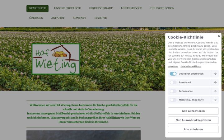 Screenshot of hof-wieting.de