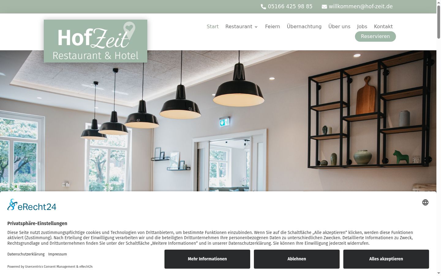 Screenshot des Einwilligungsbanners vor jeglicher Interaktion