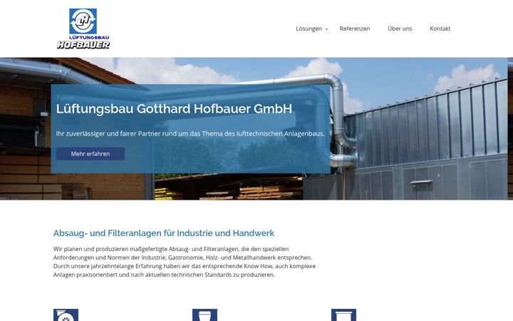 Screenshot of hofbauer-lueftungsbau.de