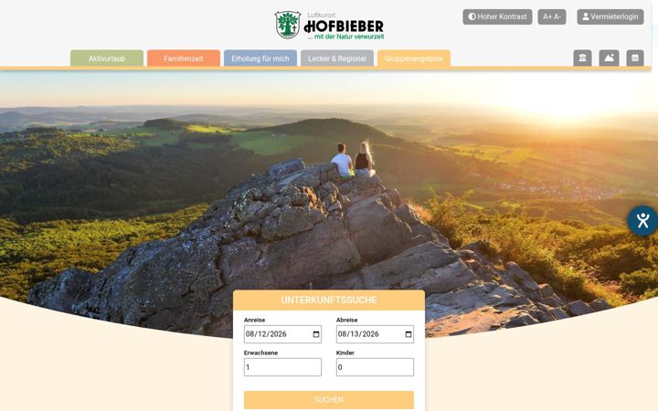 Screenshot of hofbieber-tourismus.de