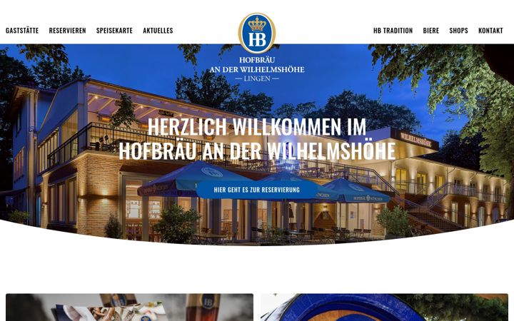 Screenshot of hofbraeu-an-der-wilhelmshoehe.de
