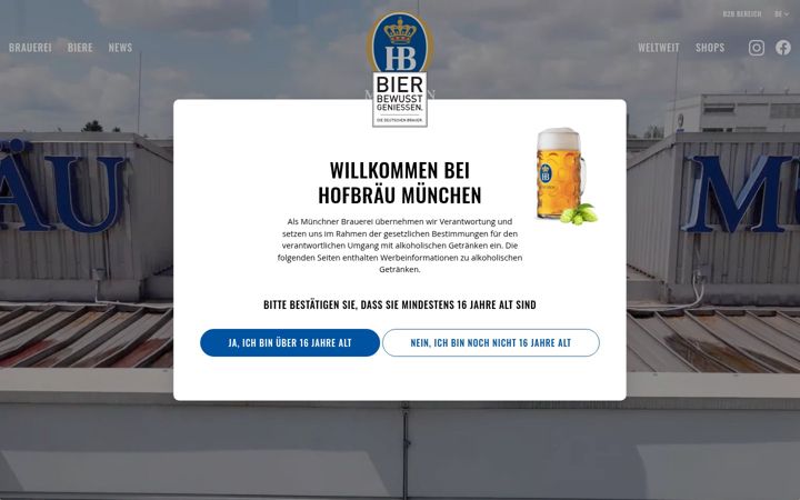 Screenshot of hofbraeu-muenchen.de