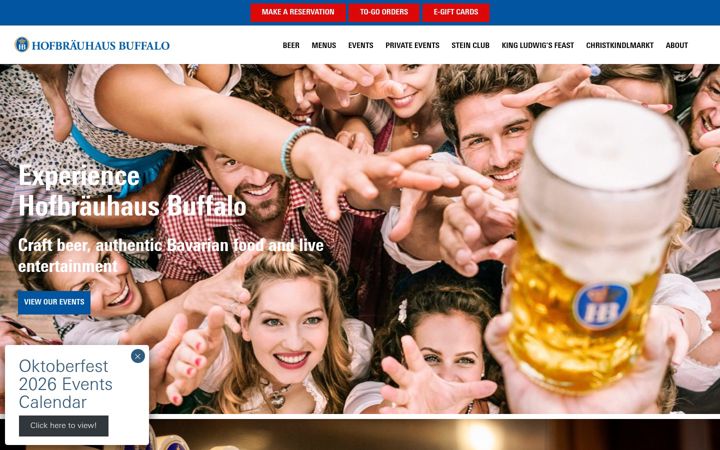 Screenshot of hofbrauhausbuffalo.com