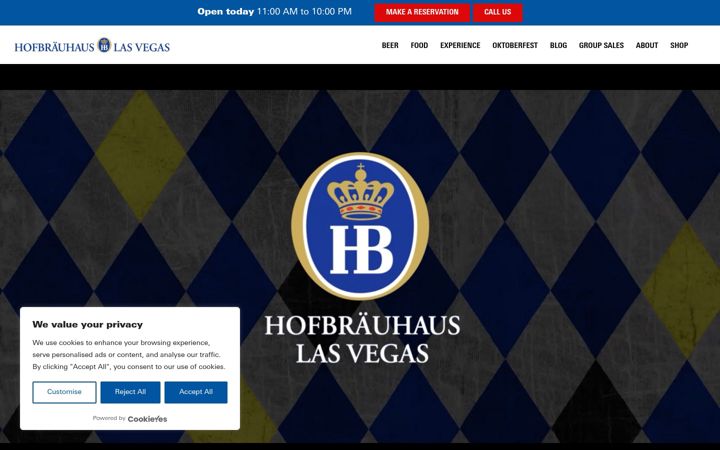Screenshot of hofbrauhauslasvegas.com