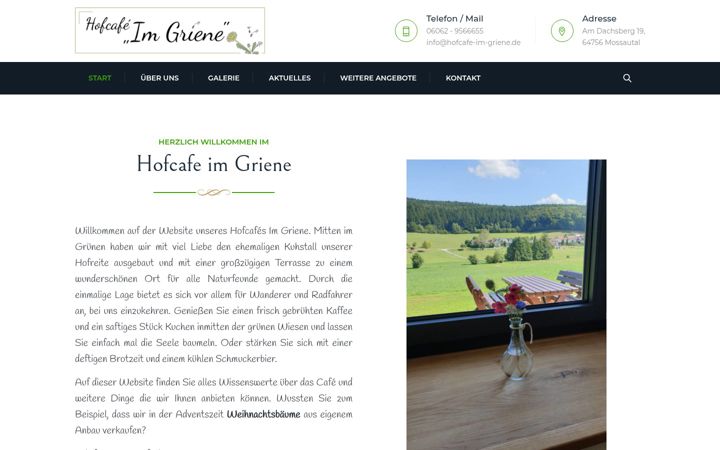 Screenshot of hofcafe-im-griene.de