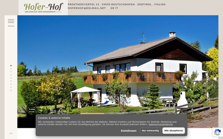 Screenshot of hofer-hof.eu