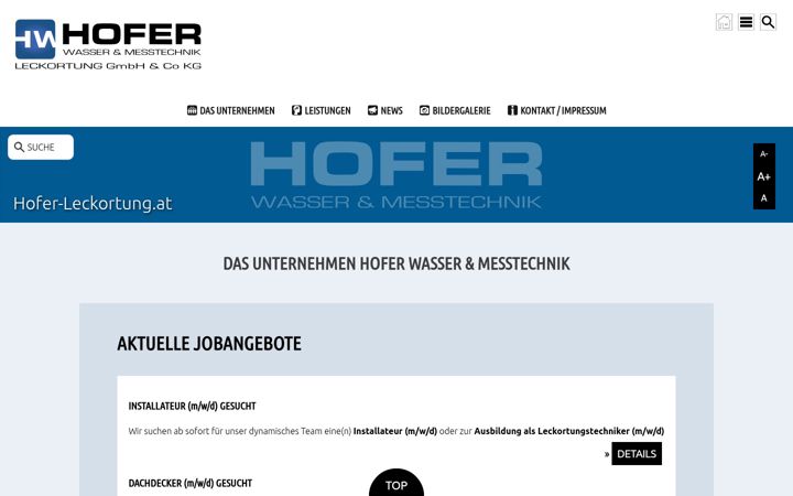 Screenshot of hofer-leckortung.at
