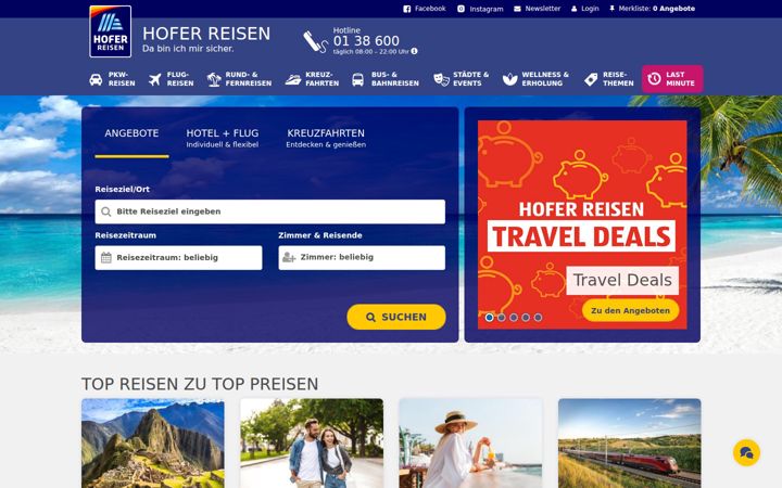 Screenshot of hofer-reisen.at