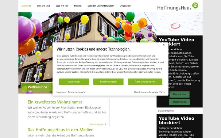 Screenshot of hoffnungshaus-stuttgart.de