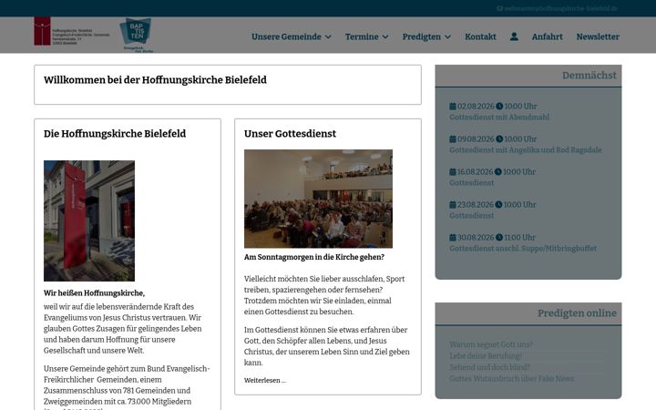Screenshot of hoffnungskirche-bielefeld.de