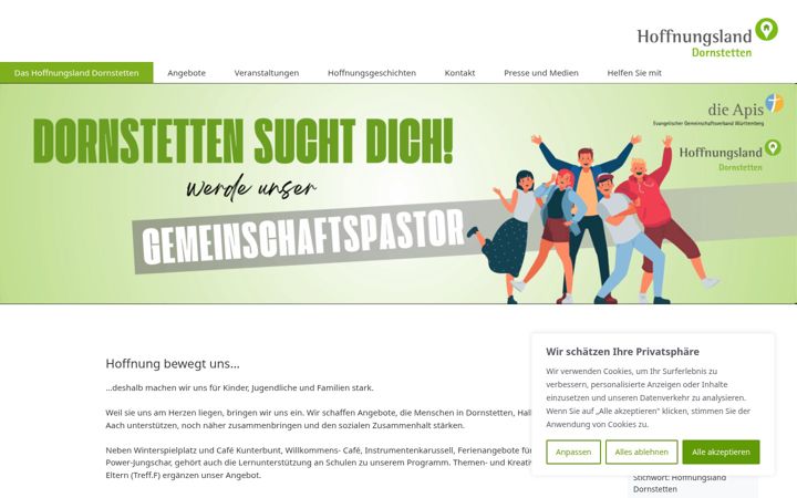 Screenshot of hoffnungsland-dornstetten.de