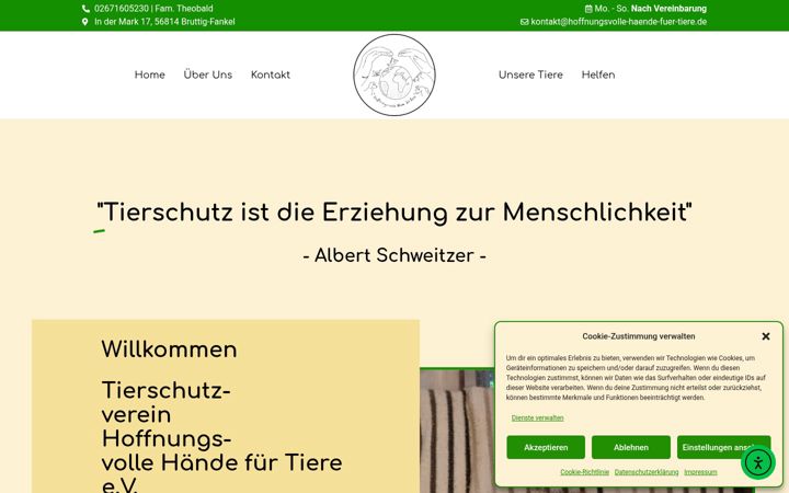Screenshot of hoffnungsvolle-haende-fuer-tiere.de