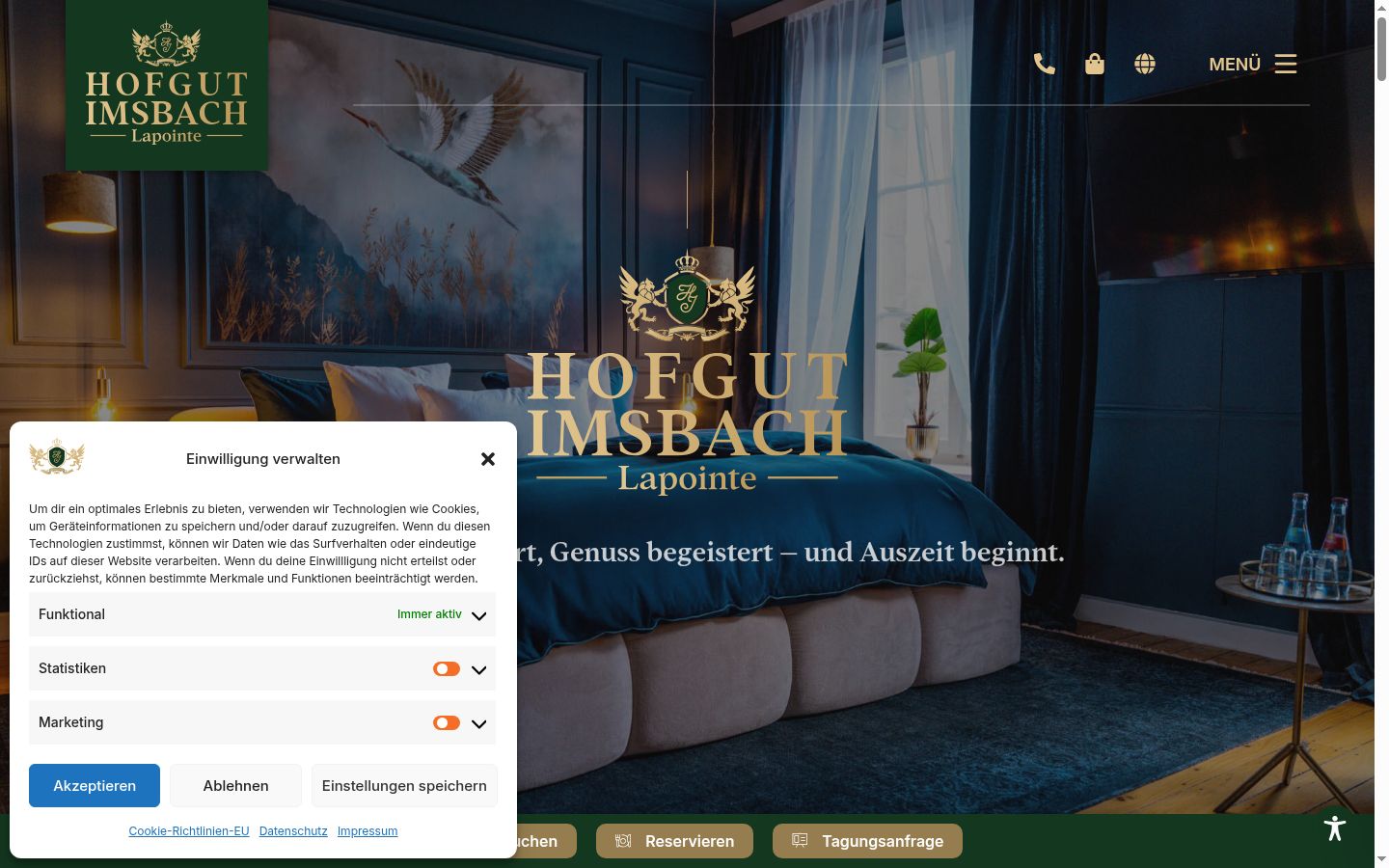Screenshot of the consent banner shown before any interaction
