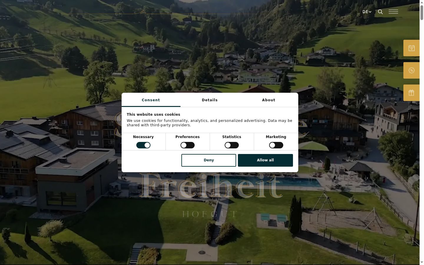 Screenshot des Einwilligungsbanners vor jeglicher Interaktion