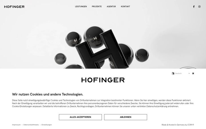 Screenshot of hofinger-werbeagentur.de