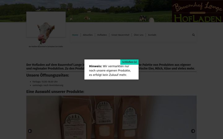 Screenshot of hofladen-bauernhof-lange.de