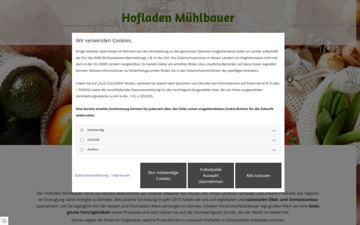 Screenshot of hofladen-muehlbauer.de
