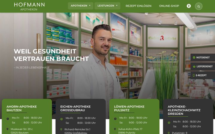 Screenshot of hofmann-apotheken.de