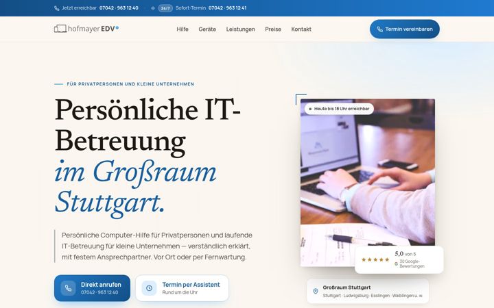 Screenshot of hofmayer-edv.de