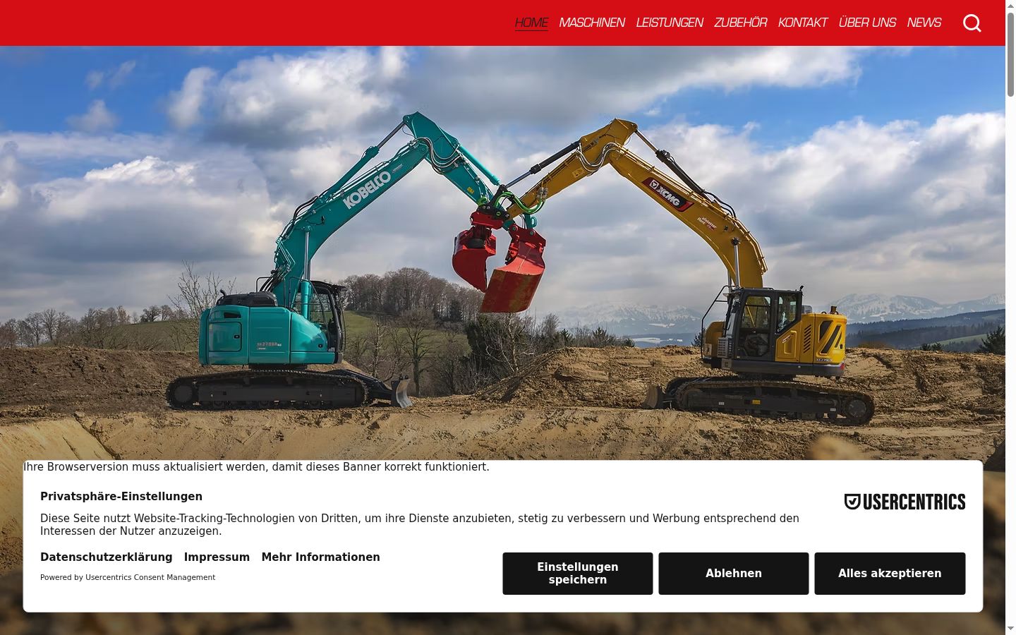Screenshot des Einwilligungsbanners vor jeglicher Interaktion