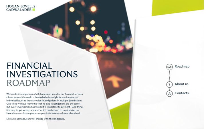Screenshot of hoganlovellsinvestigationsroadmap.com